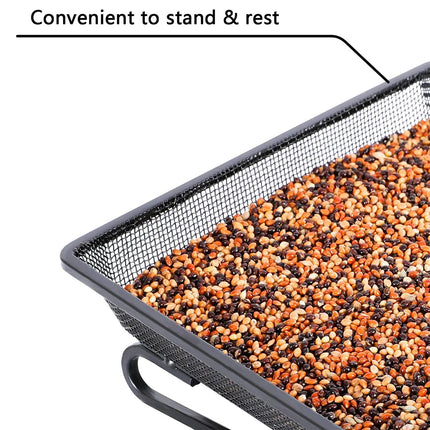 Bird Feeder Metal Square Ground Mesh Tray Feeder Garden Yard Wild Bird Feeding