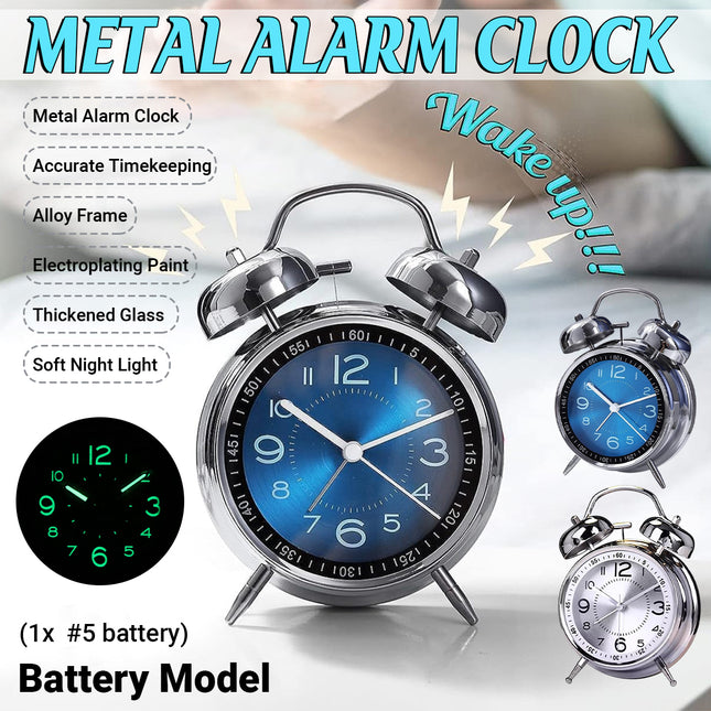 Metal Alarm Clock Small Mechanical Wake Up Clock Retro Desktop Table Clock