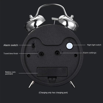 Metal Alarm Clock Small Mechanical Wake Up Clock Retro Desktop Table Clock