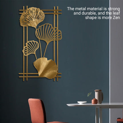 New Chinese Style Metal 3D Leaf Wall Hanging Ornament Decor For Home Bedroom