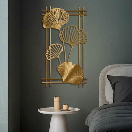 New Chinese Style Metal 3D Leaf Wall Hanging Ornament Decor For Home Bedroom