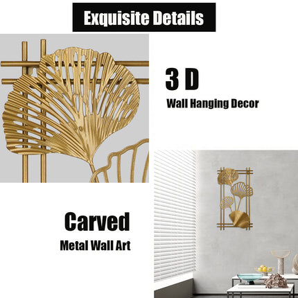 New Chinese Style Metal 3D Leaf Wall Hanging Ornament Decor For Home Bedroom