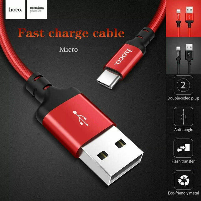 Hoco Micro Usb Nylon Braided Cord Fast Charging Data Sync Cable - Aimall