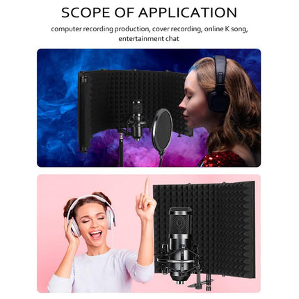 5 Panel Studio Microphone Isolation Shield Noise Reduction Absorber For Studio
