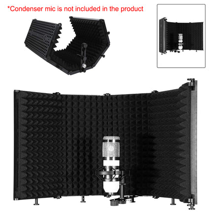5 Panel Studio Microphone Isolation Shield Noise Reduction Absorber For Studio