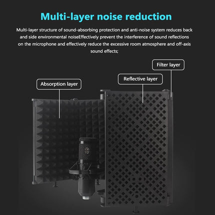 5 Panel Studio Microphone Isolation Shield Noise Reduction Absorber For Studio