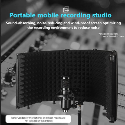 5 Panel Studio Microphone Isolation Shield Noise Reduction Absorber For Studio