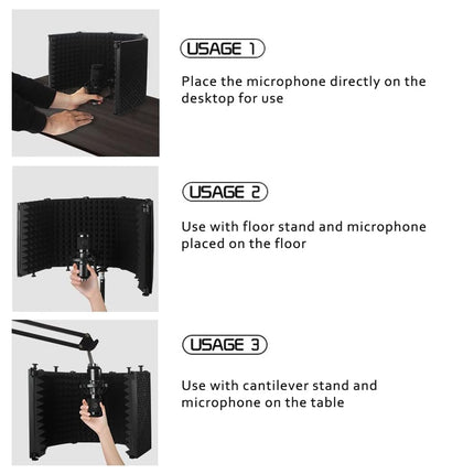 5 Panel Studio Microphone Isolation Shield Noise Reduction Absorber For Studio