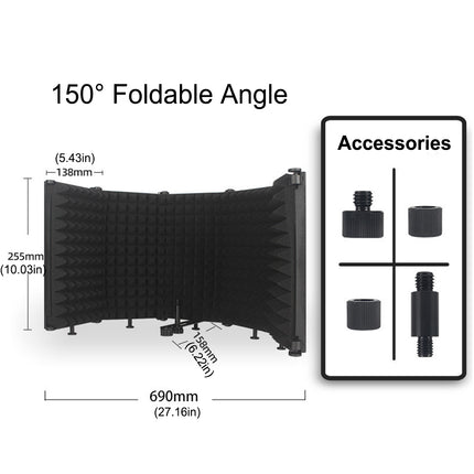 5 Panel Studio Microphone Isolation Shield Noise Reduction Absorber For Studio
