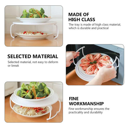 2PCS Kitchen Steaming Rack Multi Layer Tray Microwave Oven Cooking Shelf