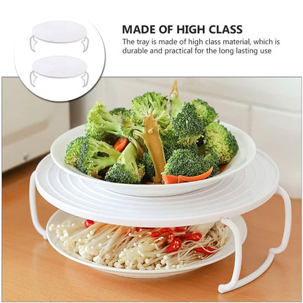 2PCS Kitchen Steaming Rack Multi Layer Tray Microwave Oven Cooking Shelf