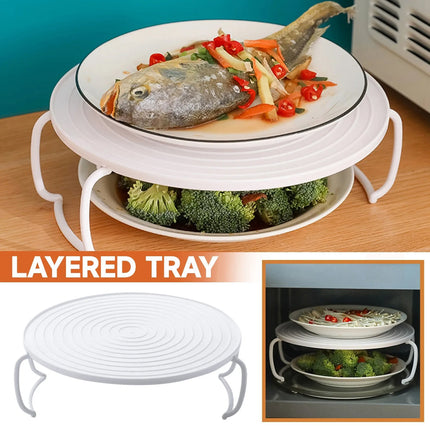 2PCS Kitchen Steaming Rack Multi Layer Tray Microwave Oven Cooking Shelf