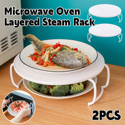 2PCS Kitchen Steaming Rack Multi Layer Tray Microwave Oven Cooking Shelf