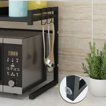 Microwave Shelf Stand 2 Tier Metal Adjustable Rack Kitchen Counter Organizer