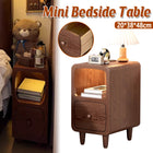 Wood Mini Bedside Table with Drawer and Shelf Compact for Bedroom Space Saving