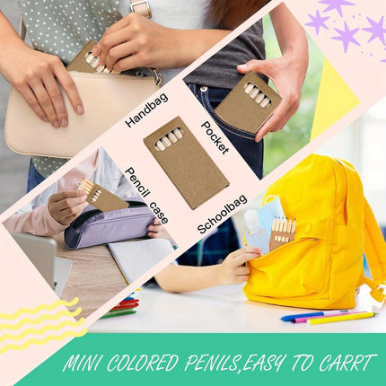 20PCS Mini Coloured Pencils Non Toxic Kids Adults Art Drawing School Home Craft