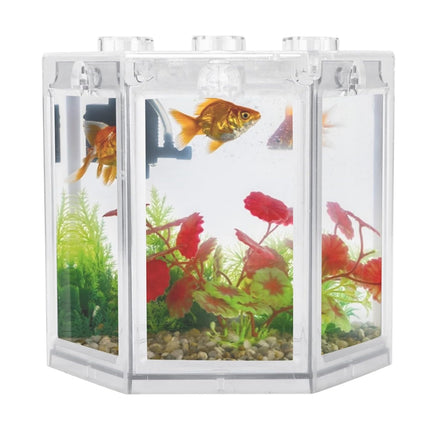Mini Aquarium Tank 12x11x11.5cm Clear Acrylic for Betta Goldfish Desktop Display