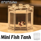 Mini Aquarium Tank 12x11x11.5cm Clear Acrylic for Betta Goldfish Desktop Display