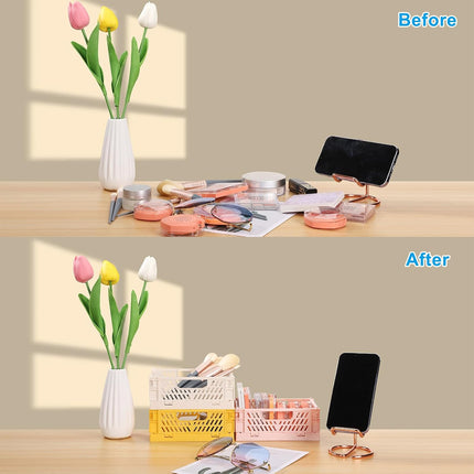 10 PCS Plastic Large Capacity Foldable Desktop Storage Box Durable Easy to Store