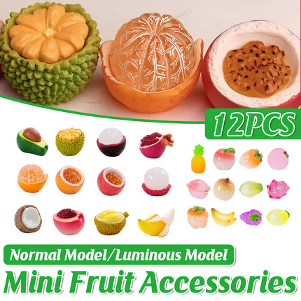 12PCS Creative Mini Fruit Accessories Decor Small Cute Resin Desktop Ornaments
