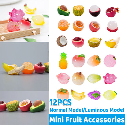 12PCS Creative Mini Fruit Accessories Decor Small Cute Resin Desktop Ornaments