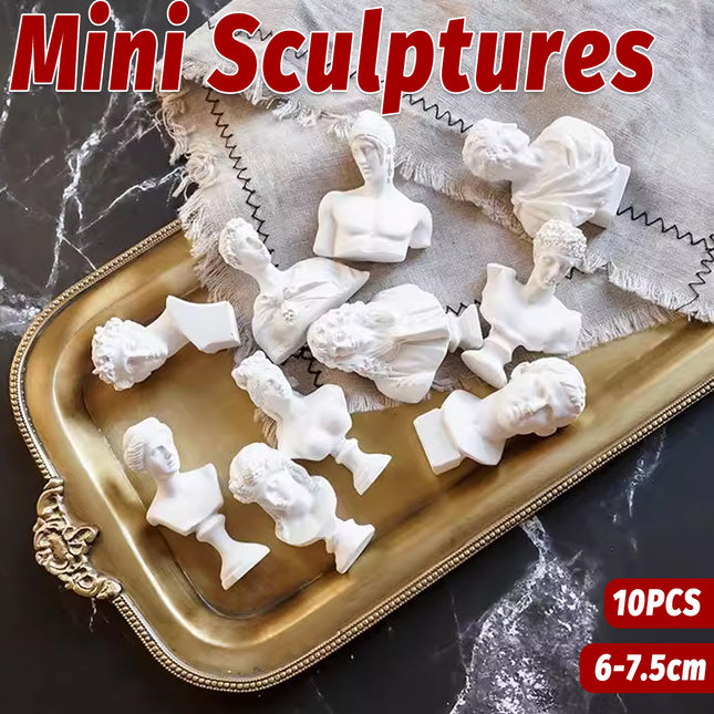 10 Pcs Mini Desktop Decorative Sculptures Resin White Classical Busts