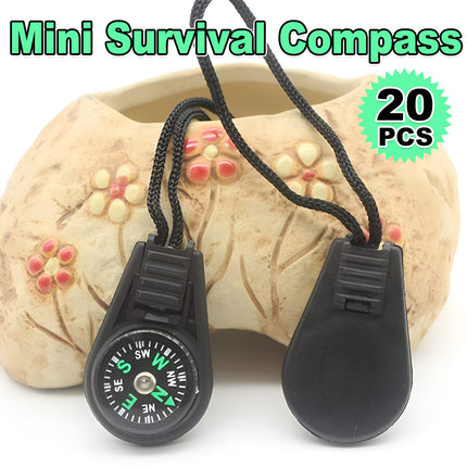 20PCS Portable Mini Survival Compass for Camping Hiking Adventure Navigation