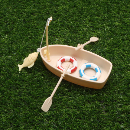 Miniature Fishing Boat Model Swimming Ring Fish Tank Decor Model Landscaping
