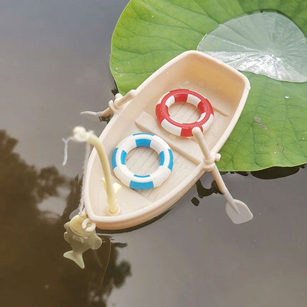 Miniature Fishing Boat Model Swimming Ring Fish Tank Decor Model Landscaping