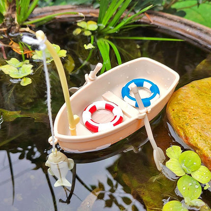 Miniature Fishing Boat Model Swimming Ring Fish Tank Decor Model Landscaping