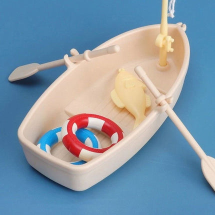 Miniature Fishing Boat Model Swimming Ring Fish Tank Decor Model Landscaping