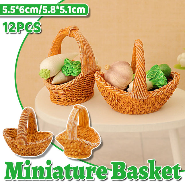 12PCS Miniature Basket Small Craft for Photography Props Home Office Desk Decor