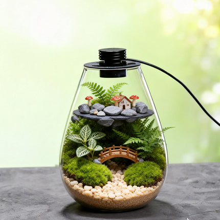Miniature Landscape Eco Glass Bottle with Lights for Desktop Living Room Decor