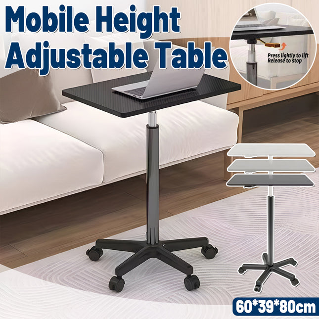 Mobile Height Adjustable Table with Wheels for Home Office Work Space Saving