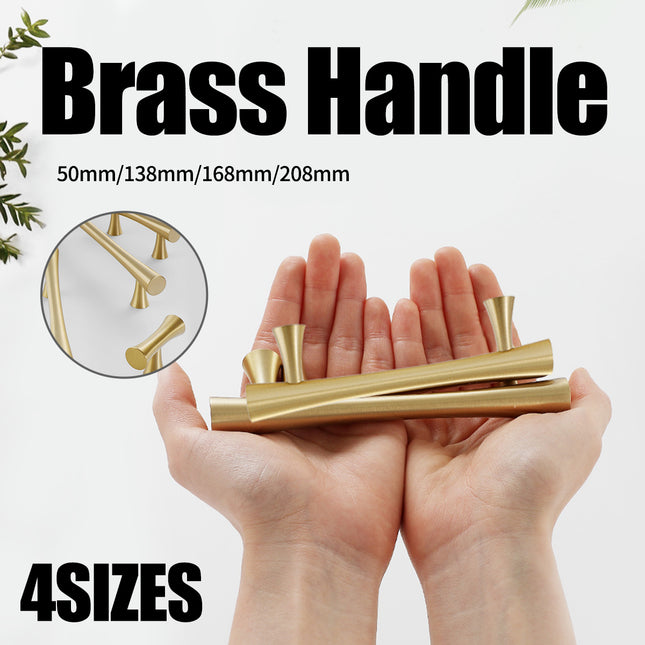 Brass Cabinet Drawer Handles 4 Sizes Modern Gold Closet Door Pulls Simple Style