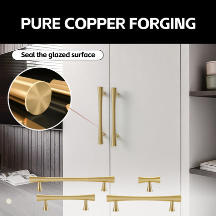Brass Cabinet Drawer Handles 4 Sizes Modern Gold Closet Door Pulls Simple Style