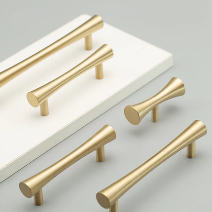 Brass Cabinet Drawer Handles 4 Sizes Modern Gold Closet Door Pulls Simple Style