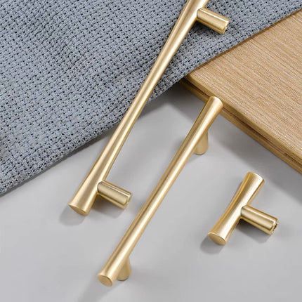 Brass Cabinet Drawer Handles 4 Sizes Modern Gold Closet Door Pulls Simple Style