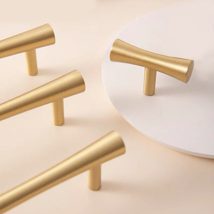 Brass Cabinet Drawer Handles 4 Sizes Modern Gold Closet Door Pulls Simple Style