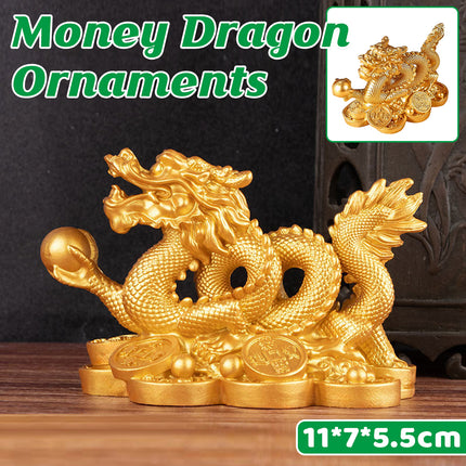 Money Dragon Figurine Decoration Resin Wealth for Home Office Desktop Decor Use