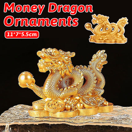 Money Dragon Figurine Decoration Resin Wealth for Home Office Desktop Decor Use