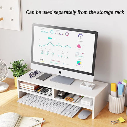 Monitor Stand Riser Double-Layer Design Space Saving for Desk Organizer Storage