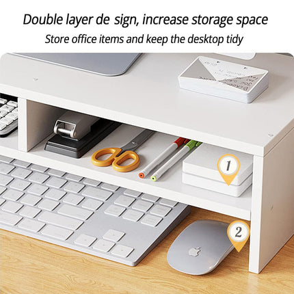 Monitor Stand Riser Double-Layer Design Space Saving for Desk Organizer Storage