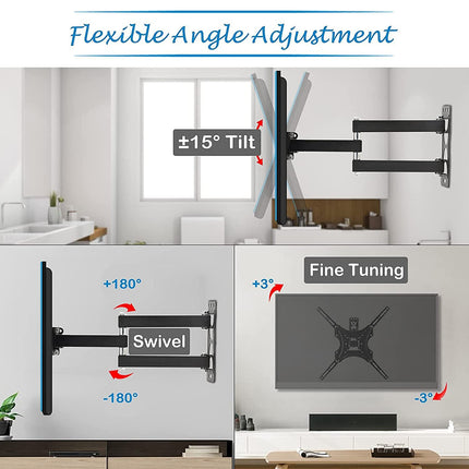 32-55 Inch TV Monitor Wall Mount Bracket Adjustable Telescopic Stable X-Shaped