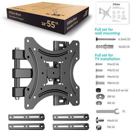 32-55 Inch TV Monitor Wall Mount Bracket Adjustable Telescopic Stable X-Shaped