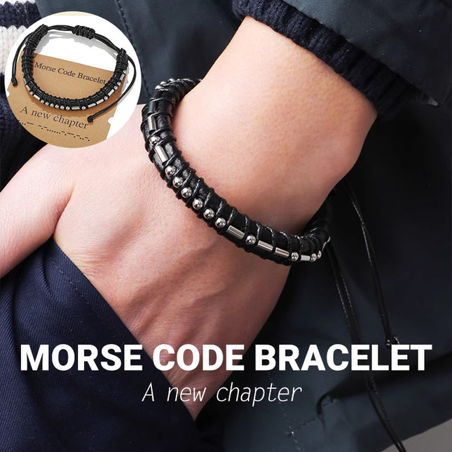 Morse Code Leather Bracelet A New Chapter Adjustable Handmade Stainless Steel Beads