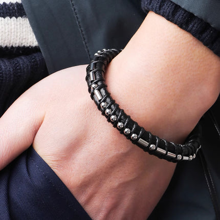 Morse Code Leather Bracelet A New Chapter Adjustable Handmade Stainless Steel Beads