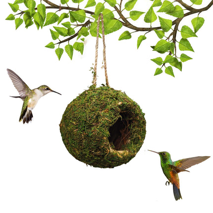 Hanging Bird Nest Moss Shelter Natural Hideout Nesting Hut Cage Decoration