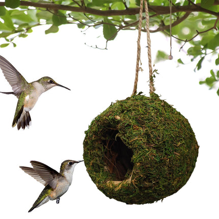 Hanging Bird Nest Moss Shelter Natural Hideout Nesting Hut Cage Decoration