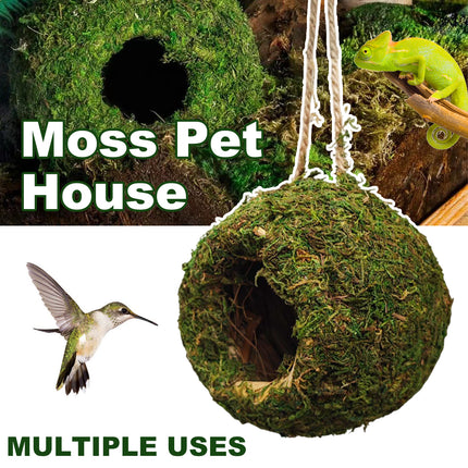 Hanging Bird Nest Moss Shelter Natural Hideout Nesting Hut Cage Decoration